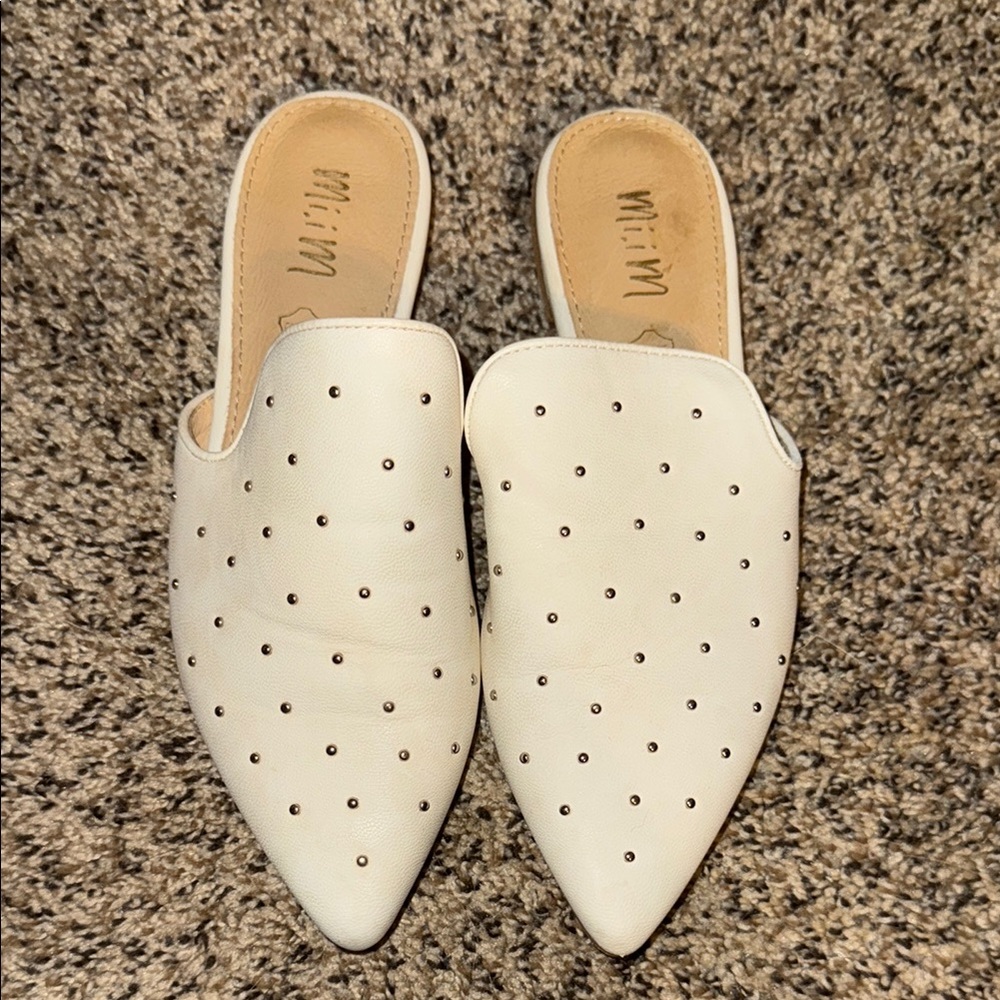 White Studded Mules